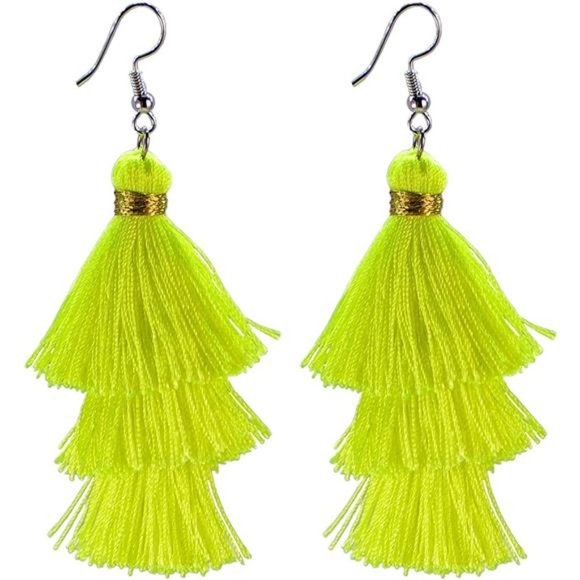 Crystal Tassel Dangle Earrings - Designer Fashion Jewelry - Picture 1 of 3